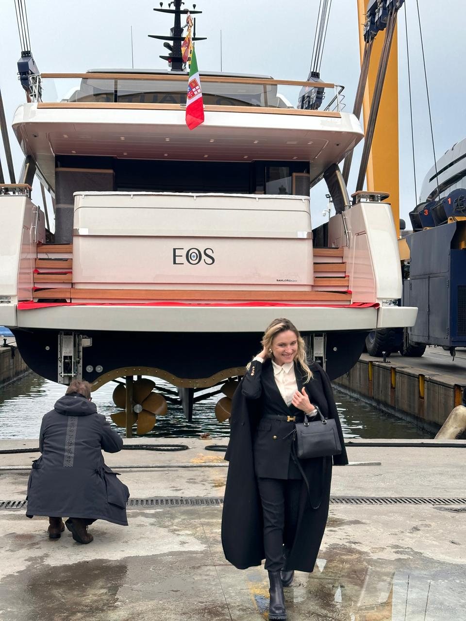 Sanja Božović at the stern of EOS on launch day